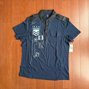 INC Men's Navy Graphic‎ Polo Shirt